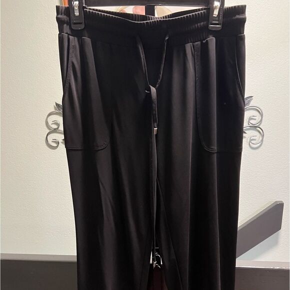 Sleek Black Jogger Pants Elastic Waist & Elastic Hem. #DP309 - Picture 1 of 6